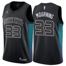 Men's Nike Jordan Charlotte Hornets #33 Alonzo Mourning Authentic Black NBA Jersey - City Edition