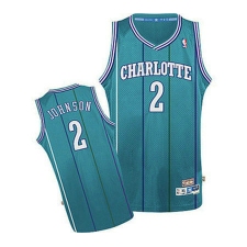 Men's Adidas Charlotte Hornets #2 Larry Johnson Authentic Light Blue Throwback NBA Jersey