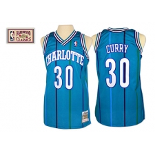 Men's Mitchell and Ness Charlotte Hornets #30 Dell Curry Authentic Light Blue Throwback NBA Jersey