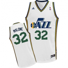 Men's Adidas Utah Jazz #32 Karl Malone Swingman White Home NBA Jersey
