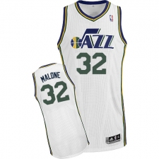 Women's Adidas Utah Jazz #32 Karl Malone Authentic White Home NBA Jersey