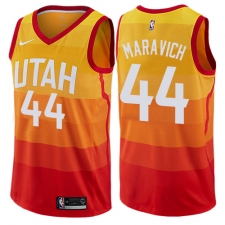Men's Nike Utah Jazz #44 Pete Maravich Authentic Orange NBA Jersey - City Edition