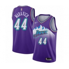 Men's Utah Jazz #44 Pete Maravich Authentic Purple Hardwood Classics Basketball Jersey
