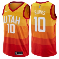 Men's Nike Utah Jazz #10 Alec Burks Authentic Orange NBA Jersey - City Edition