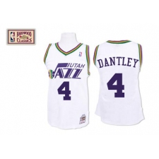 Men's Mitchell and Ness Utah Jazz #4 Adrian Dantley Authentic White Throwback NBA Jersey