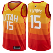 Men's Nike Utah Jazz #15 Derrick Favors Authentic Orange NBA Jersey - City Edition