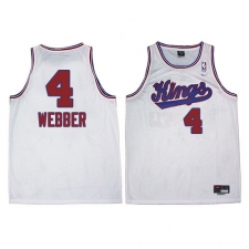 Men's Adidas Sacramento Kings #4 Chris Webber Authentic White New Throwback NBA Jersey