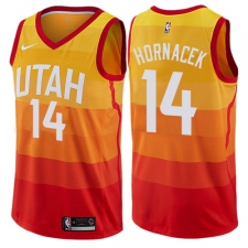 Men's Nike Utah Jazz #14 Jeff Hornacek Authentic Orange NBA Jersey - City Edition