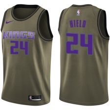 Men's Nike Sacramento Kings #24 Buddy Hield Swingman Green Salute to Service NBA Jersey