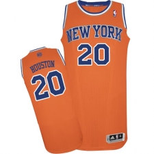 Men's Adidas New York Knicks #20 Allan Houston Authentic Orange Alternate NBA Jersey