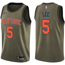 Men's Nike New York Knicks #5 Courtney Lee Swingman Green Salute to Service NBA Jersey