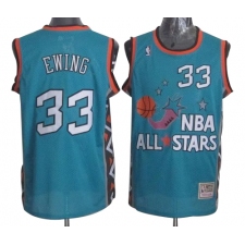 Men's Mitchell and Ness New York Knicks #33 Patrick Ewing Authentic Light Blue 1996 All Star Throwback NBA Jersey