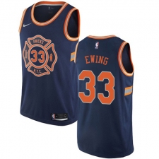 Men's Nike New York Knicks #33 Patrick Ewing Authentic Navy Blue NBA Jersey - City Edition