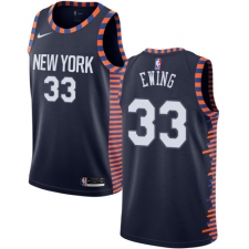 Men's Nike New York Knicks #33 Patrick Ewing Swingman Navy Blue NBA Jersey - 2018 19 City Edition