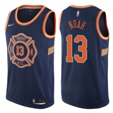 Men's Nike New York Knicks #13 Joakim Noah Authentic Navy Blue NBA Jersey - City Edition