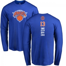 NBA Nike New York Knicks #13 Joakim Noah Royal Blue Backer Long Sleeve T-Shirt