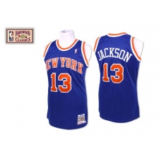 Men's Mitchell and Ness New York Knicks #13 Mark Jackson Authentic Royal Blue Throwback NBA Jersey