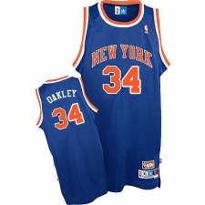 Men's Mitchell and Ness New York Knicks #34 Charles Oakley Authentic Royal Blue Throwback NBA Jersey