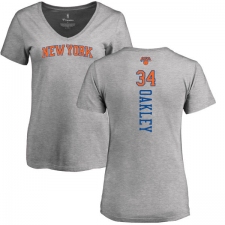 NBA Women's Nike New York Knicks #34 Charles Oakley Ash Backer T-Shirt