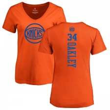 NBA Women's Nike New York Knicks #34 Charles Oakley Orange One Color Backer Slim-Fit V-Neck T-Shirt
