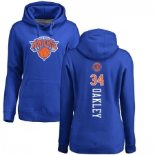 NBA Women's Nike New York Knicks #34 Charles Oakley Royal Blue Backer Pullover Hoodie