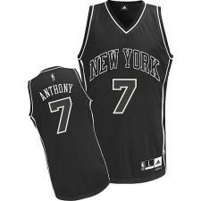 Men's Adidas New York Knicks #7 Carmelo Anthony Authentic Black Shadow NBA Jersey