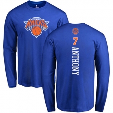 NBA Nike New York Knicks #7 Carmelo Anthony Royal Blue Backer Long Sleeve T-Shirt