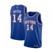 Men's New York Knicks #14 Anthony Mason Authentic Blue Basketball Jersey - Statement Edition