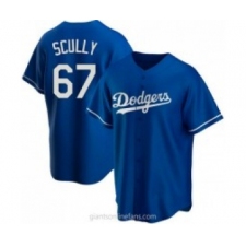 Men's Los Angeles Dodgers #67 Vin Scully Blue Stitched MLB Cool Base Nike Jerse