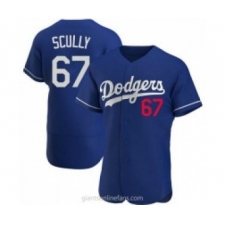 Men's Los Angeles Dodgers #67 Vin Scully Blue Stitched MLB Flex Base Nike Jersey