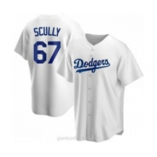 Men's Los Angeles Dodgers #67 Vin Scully White Stitched MLB Cool Base Nike Jersey