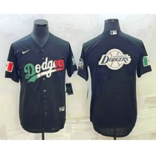 Men's Los Angeles Dodgers Big Logo Mexico Black Cool Base Stitched Baseball Jersey9