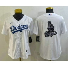 Women's Los Angeles Dodgers Big Logo White MLB Cool Base Nike Jersey