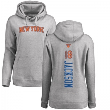 NBA Women's Nike New York Knicks #18 Phil Jackson Ash Backer Pullover Hoodie