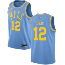 Men's Nike Los Angeles Lakers #12 Vlade Divac Authentic Blue Hardwood Classics NBA Jersey