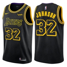 Youth Nike Los Angeles Lakers #32 Magic Johnson Swingman Black NBA Jersey - City Edition