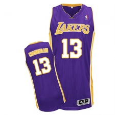 Women's Adidas Los Angeles Lakers #13 Wilt Chamberlain Authentic Purple Road NBA Jersey