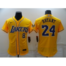 Men's Los Angeles Lakers #24 Kobe Bryant Yellow Elite Jersey