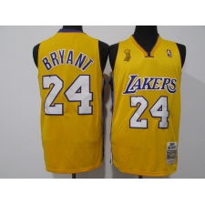 Men's Los Angeles Lakers #24 Kobe Bryant Yellow Stanley Cup Champions Jersey