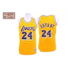 Men's Mitchell and Ness Los Angeles Lakers #24 Kobe Bryant Authentic Gold Throwback NBA Jersey