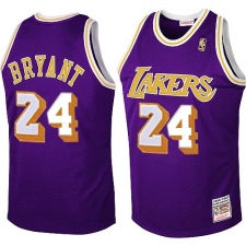 Men's Mitchell and Ness Los Angeles Lakers #24 Kobe Bryant Authentic Purple Throwback NBA Jersey