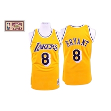 Men's Mitchell and Ness Los Angeles Lakers #8 Kobe Bryant Swingman Gold Throwback NBA Jersey