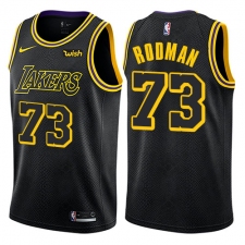 Youth Nike Los Angeles Lakers #73 Dennis Rodman Swingman Black NBA Jersey - City Edition