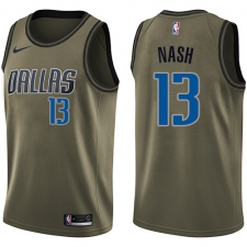 Youth Nike Dallas Mavericks #13 Steve Nash Swingman Green Salute to Service NBA Jersey