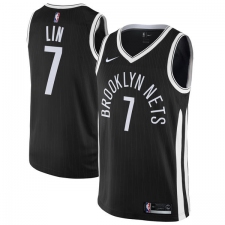 Men's Nike Brooklyn Nets #7 Jeremy Lin Authentic Black NBA Jersey - City Edition