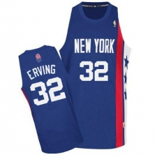 Men's Adidas Brooklyn Nets #32 Julius Erving Authentic Blue ABA Retro Throwback NBA Jersey