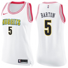 Women's Nike Denver Nuggets #5 Will Barton Swingman White/Pink Fashion NBA Jersey