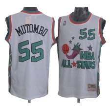 Men's Mitchell and Ness Denver Nuggets #55 Dikembe Mutombo Swingman White 1996 All Star Throwback NBA Jersey