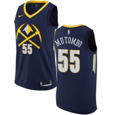 Men's Nike Denver Nuggets #55 Dikembe Mutombo Authentic Navy Blue NBA Jersey - City Edition