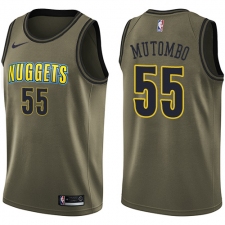 Men's Nike Denver Nuggets #55 Dikembe Mutombo Swingman Green Salute to Service NBA Jersey